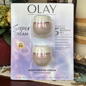 Brand New Olay Super Cream w/ Sunscreen SPF 30 1.7 oz. 2 pk. Moisturizer Hydrate